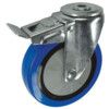 BRAKED SWIVEL BOLT HOLE 100mm BLUE RUBBER TYRE thumbnail-0