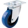 SWIVEL PLATE 100mm BLUE RUBBER TYRE thumbnail-0