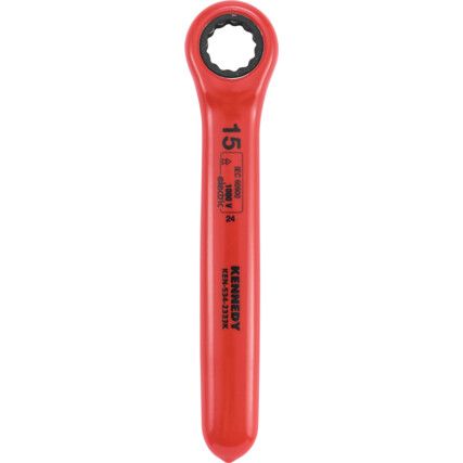 15mm INSULATED RATCHET RINGSPANNER DOUBLE TRIANGLE 1000 V