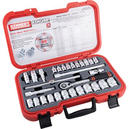 METRIC 30PC KEN-GRIP SOCKET SET 1/2" SQ DR