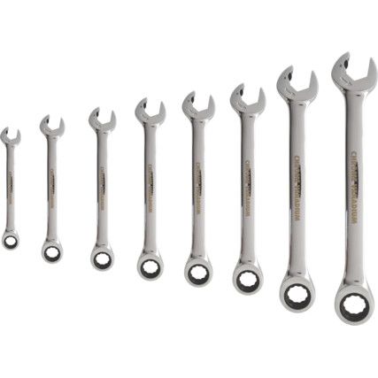 8-19mm DOUBLE RATCHET COMBINATIONSPANNER SET 8-PCE