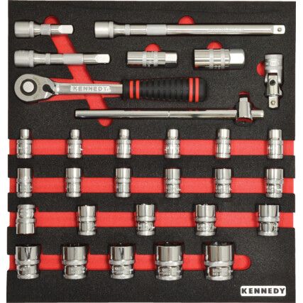 30PCS METRIC  KEN-GRIP SOCKETSET1/2 SQ DR WITH FOAM M1832"