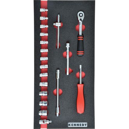 19PC METRIC  KEN-GRIP SOCKETSET1/4 SQ DR WITH FOAM M1832"