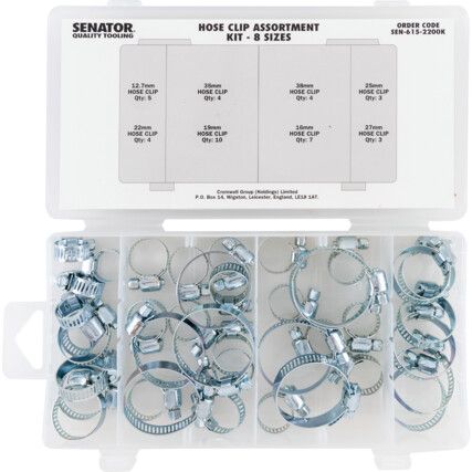 40 PCE HOSE CLIP ASSORTMENT-8POPULAR SIZES KIT