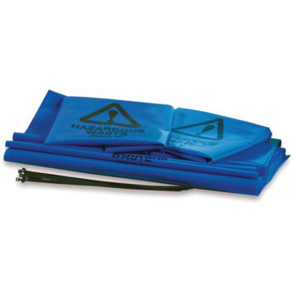 HAZARDOUS WASTE BAGS; BLUE46x90CM (PK-100) +TIES