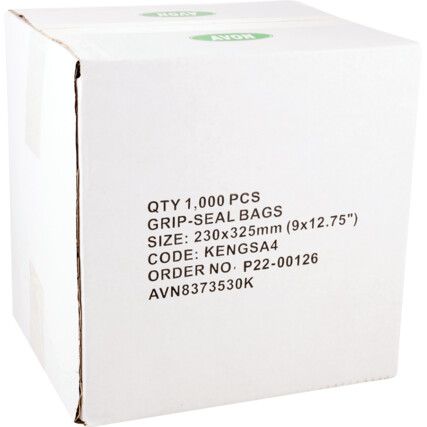 9"x12.3/4" PLAINGRIPSEALBAGS(PK-1000)