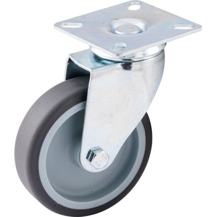 SWIVEL PLATE 100mm RUBBERTYRE