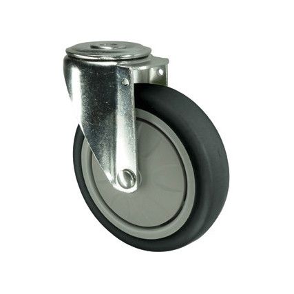 SWIVEL BOLT HOLE 75mm RUBBER TYRE