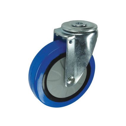 SWIVEL BOLT HOLE 75mm BLUE RUBBER TYRE