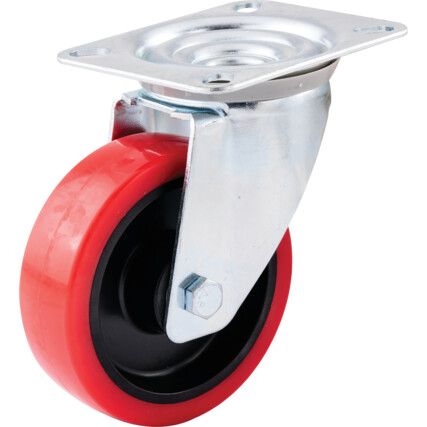 SWIVEL PLATE 100mm POLYURETHANE TYRE