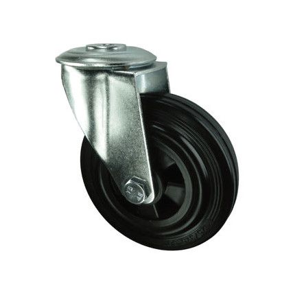 SWIVEL BOLT HOLE 80mmRUBBER TYRE; POLY' CENTRE