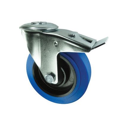 BRAKED BOLT HOLE 80mm BLUE RUBBER TYRE