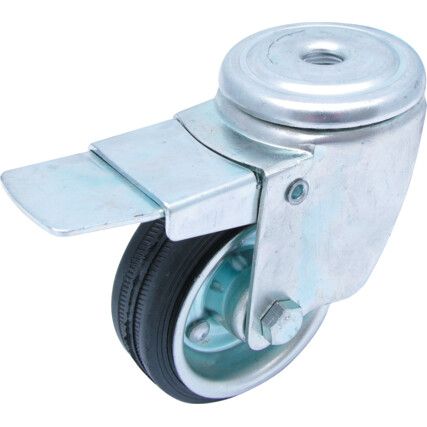 80mm B/H SWIVEL CASTOR B/R TYRE/BRAKE