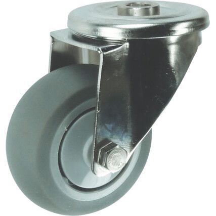 SS SWIVEL BOLT HOLE 80mm GREYRUBBER TYRE