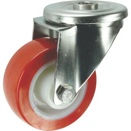 SS SWIVEL BOLT HOLE 100mmPOLYURETHANE TYRE