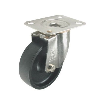 HT SS BRAKED SWIVEL PLATE125mm THERMOPLASTIC