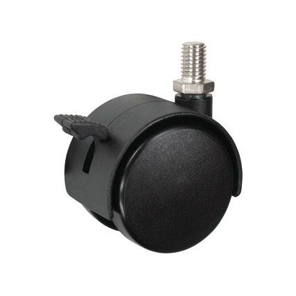 BRAKED SWIVEL THREADED TWIN 50mm NYLON