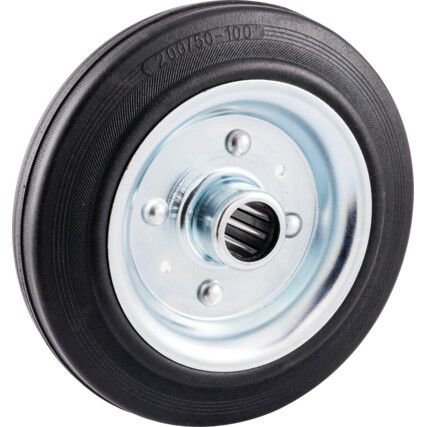 RUBBER TYRE PRESSED STEELCTR 200mm-25mmB WHEEL