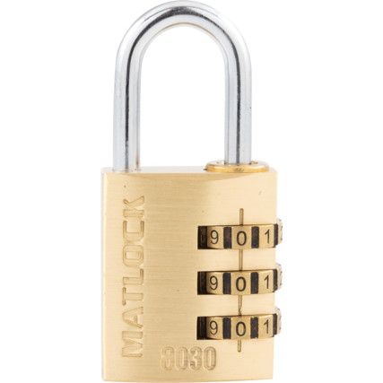 30mm BRASS COMBINATION PADLOCK 3 DIALS