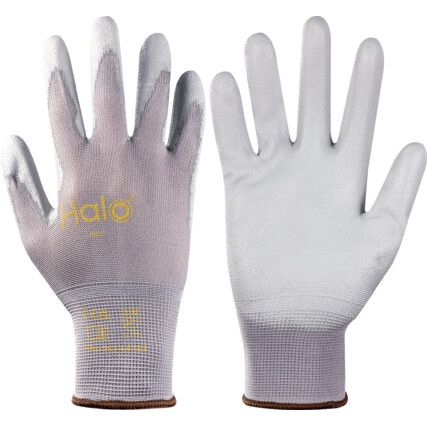 GREY NYLON LINED PU COATED GLOVESSZ-6