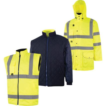 HI-VIS YELLOW 5-IN-1 WATERPROOF &BREATHABLE COAT (EN20471) (S)