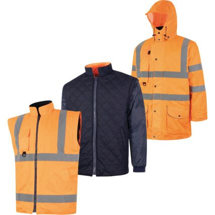 HI-VIS ORANGE 5-IN-1 WATERPROOF &BREATHABLE COAT (EN20471) (3XL)