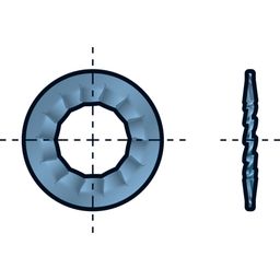 Serrated Lock Washer - Metric - Spring Steel (325-425 HV10) - BZP - Internal Teeth - DIN 6798 J thumbnail-0