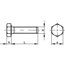 Hex Head Set Screw, Metric - Steel - Grade 8.8 - Hot Dip Galvanised - DIN 933 thumbnail-1