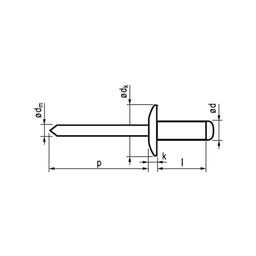 Rivet, Metric - Aluminium - Large Head - DIN 7337 thumbnail-1